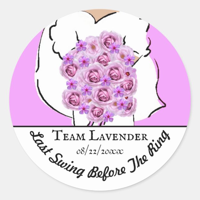 Sticker Rond Bachelorette Party Golf Fleurs violettes Personnal (Devant)