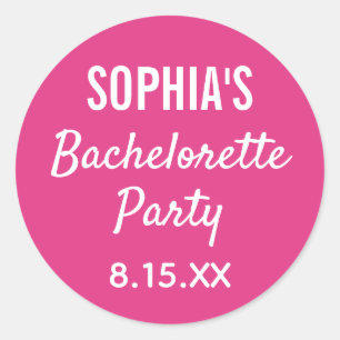 Sticker Rond Bachelorette Party Typographie moderne Mariage ros