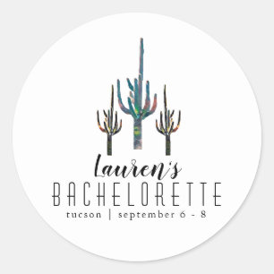 Sticker Rond Bachelorette personnalisée Saguaro Cactus