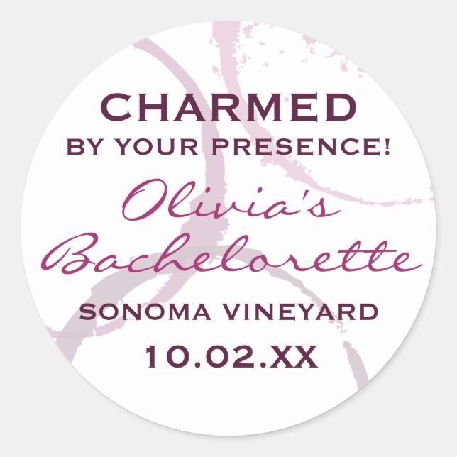 Sticker Rond Bachelorette Rustique Charming Burgundy Wine Stain (Devant)
