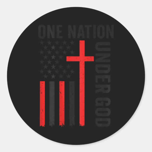 Sticker Rond Back One Nation Under God American Flag Christian  (Devant)