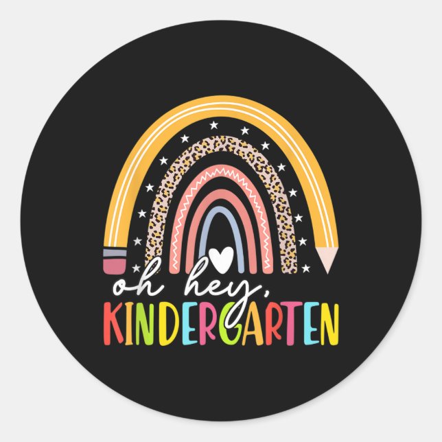 Sticker Rond Back To School Students Teacher Rainbow Oh Hey Kin (Devant)
