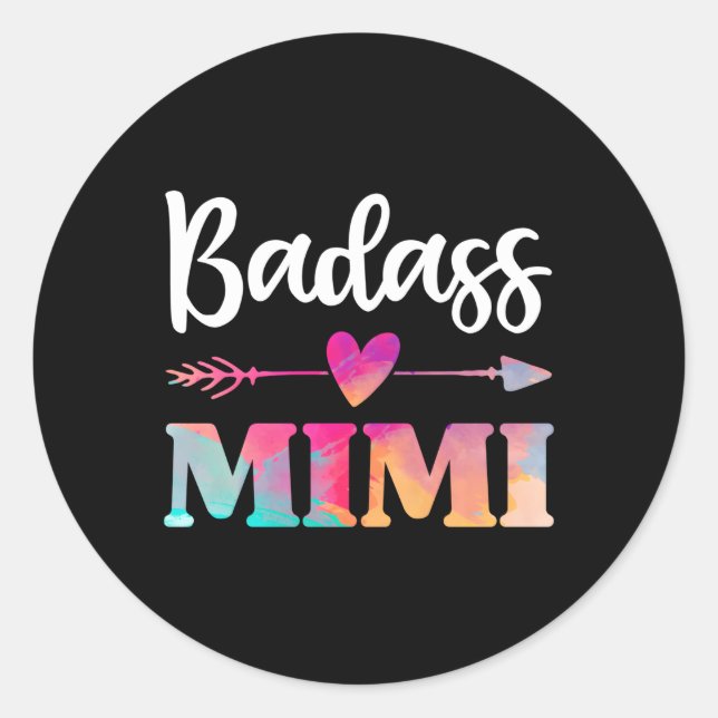 Sticker Rond Badass Mimi Strong Grand-Mère Journée Pour (Devant)