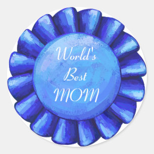 Sticker Rond Badge Bleu, Meilleure MOM au monde