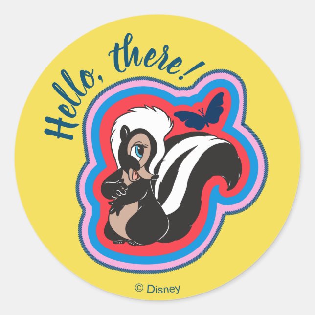 Sticker Rond Badge de fleurs et papillons Bambi (Devant)