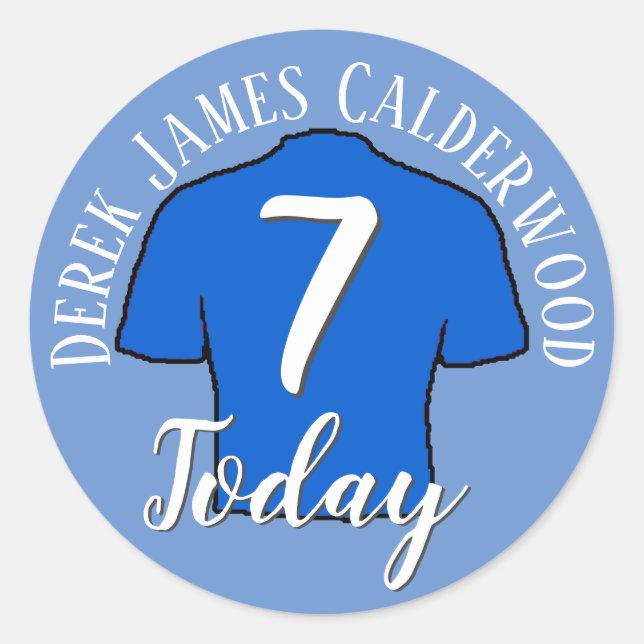 Sticker Rond Badge de football 7e anniversaire pour personnalis (Devant)