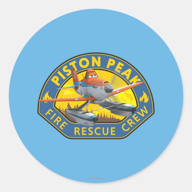 Sticker Rond Badge de l'équipage de la Secourt d'incendie Dusty (Devant)
