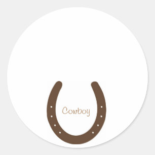 Sticker Rond badge de nom "Cowboy" avec fer à cheval