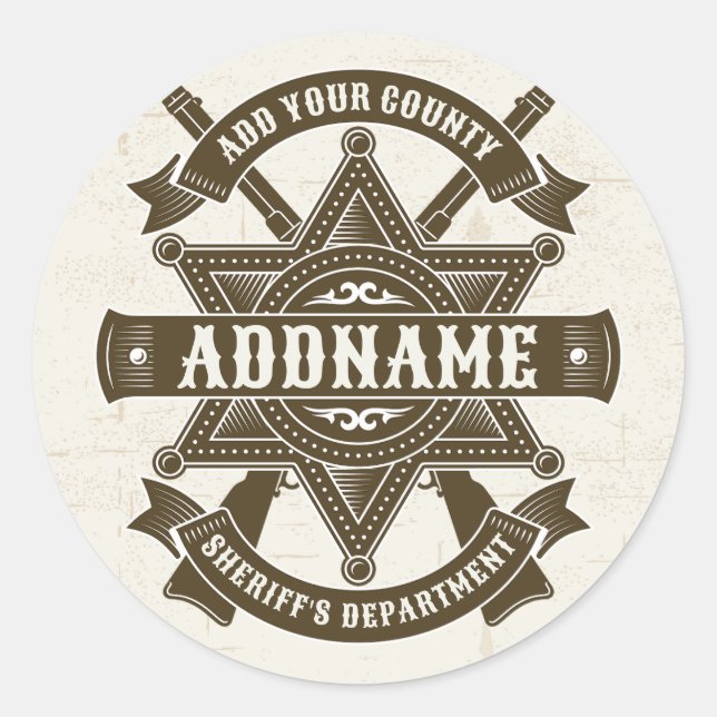 Sticker Rond Badge de Rifles Adjoint Old West Sheriff Personnal (Devant)