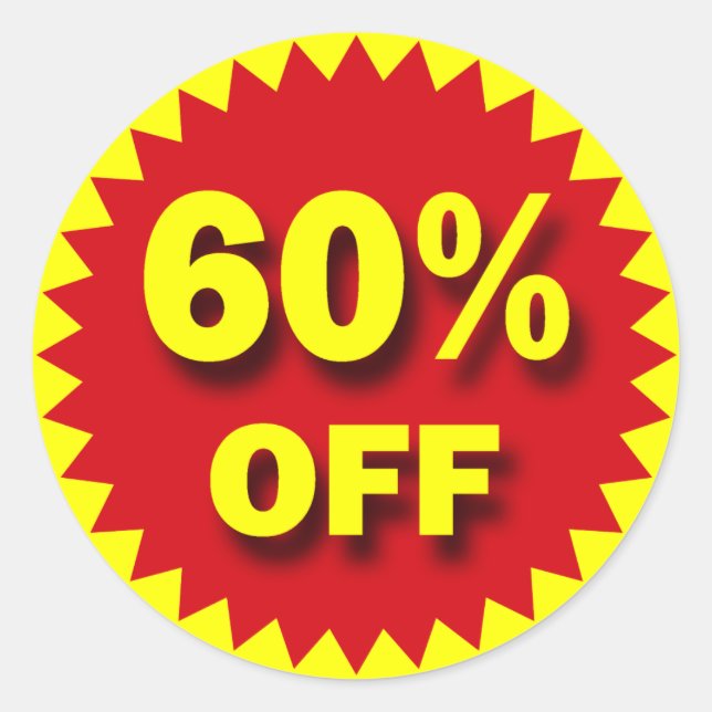 STICKER ROND BADGE DE VENTE AU DÉTAIL - 60% DE BONNE (Devant)