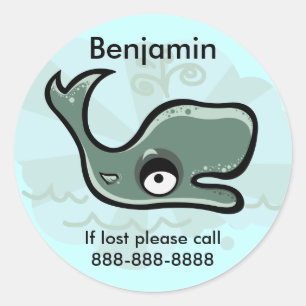 Sticker Rond Badge d'identité de baleine pour enfants