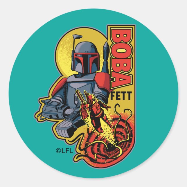 Sticker Rond Badge graphique Retro Boba Fett Sarlacc (Devant)