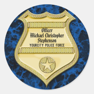 Sticker Rond Badge Marbre Police Graduation/Retraite Party