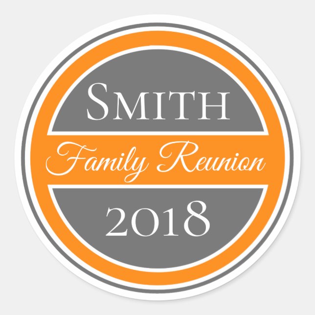 Sticker Rond Badge Orange Reunion Famille (Devant)