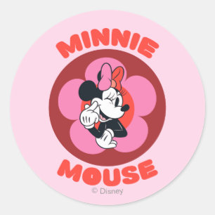 Sticker Rond Badge Rétro Minnie Mouse Classique