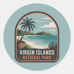 Sticker Rond Badge Tropical du Parc national des îles Vierges