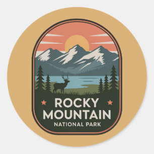 Sticker Rond Badge vintage du parc national de Rocky Mountain
