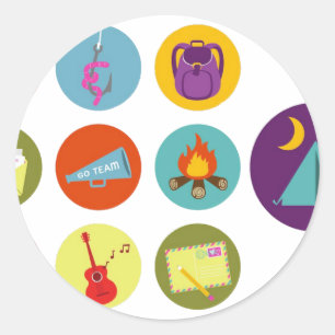 Sticker Rond Badges de camping