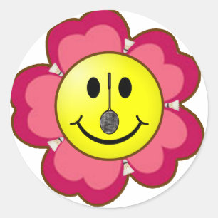 Sticker Rond Badminton à fleurs rouges