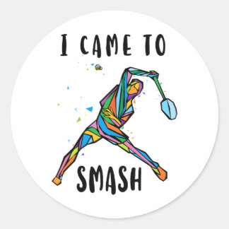 Sticker Rond Badminton Coach I Came to Smash Abstract Player