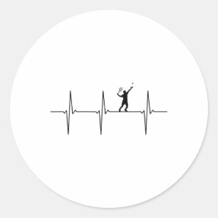 Sticker Rond Badminton Ecg Heartbeat Shuttle Pulse Fréquence 1