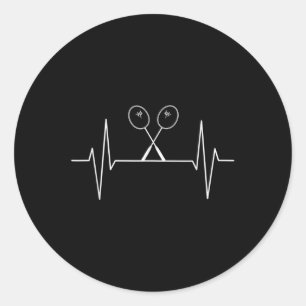 Sticker Rond Badminton Racket Heartbeat Joueur Badminton, Arrêt