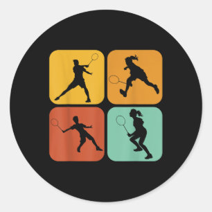 Sticker Rond Badminton Rétro I Raquette I Volant I Badminton