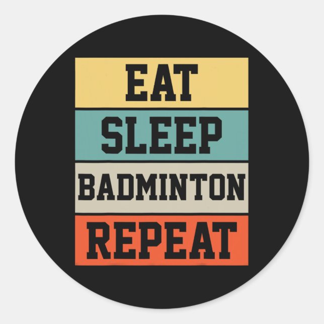 Sticker Rond Badminton Sport Player Retro Funny Cadeau (Devant)
