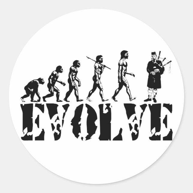 Sticker Rond Bagpipe Pipers Bagpiper Évolution musicale Art (Devant)