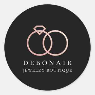 Sticker Rond Bague élégante en or rose personnalisée Logo