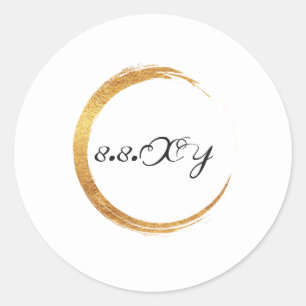 Sticker Rond Bague Noir Blanc Or Minimum Enregistrer La Date