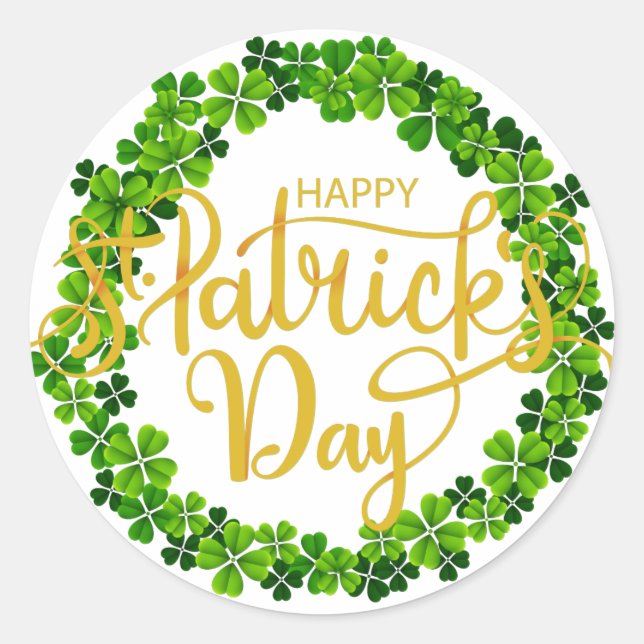 Sticker Rond Bague shamrock - Bonne Saint Patrick's Day (Devant)