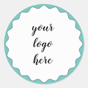 Sticker Rond Bagues Cercle Vert Bleu Bordure Logo personnalisé