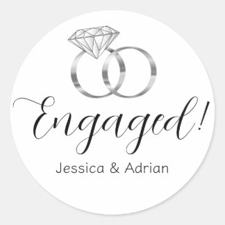 Sticker Rond Bagues de mariage en argent et diamant blanc sur m