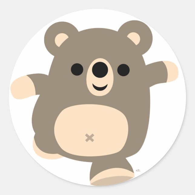 Sticker Rond Baguette autocollante de l'ours caricaturale à exé (Devant)