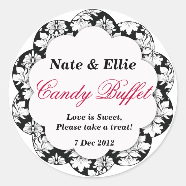 Sticker Rond Baguette Buffet Chauffage noir et blanc pour saint (Devant)