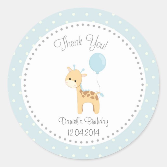 Sticker Rond Baguette d'anniversaire de la Giraffe (Devant)