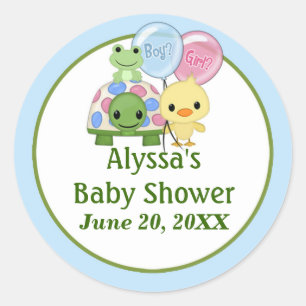 Sticker Rond Baguette de Baby shower de canard Pond Pals PPL-N#