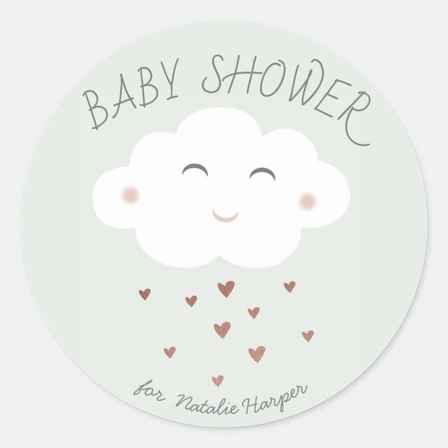 Sticker Rond Baguette de baby shower de nuage mûre (Devant)