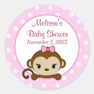 Sticker Rond Baguette de Baby shower SST#1 pour bébé MONKEY Swe