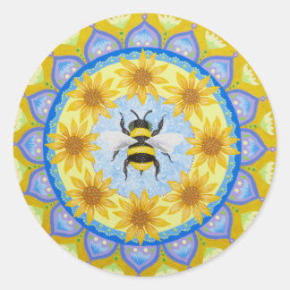 Sticker Rond Baguette de Bee Mandala par Soozie Wray