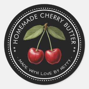 Sticker Rond Baguette de beurre cerise pour vos recettes maison