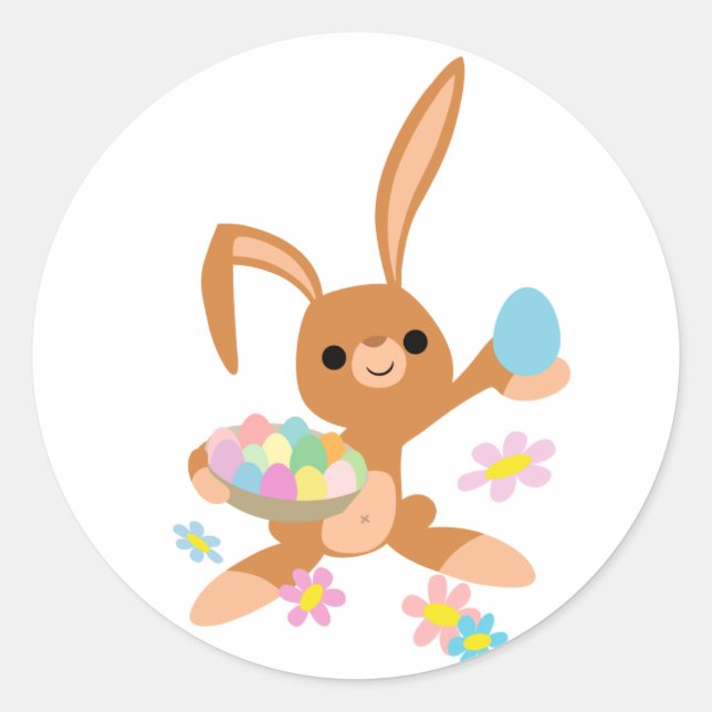 Sticker Rond Baguette de Bunny de Pâques (Devant)