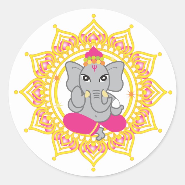 Sticker Rond Baguette de ganesha rose (Devant)
