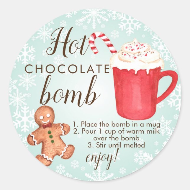 Sticker Rond Baguette de la bombe au chocolat chaud (Devant)