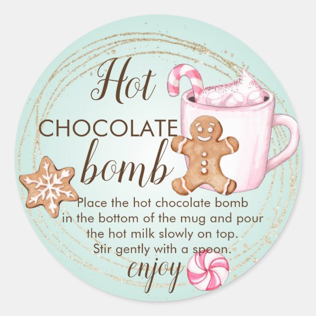 Sticker Rond Baguette de la bombe au chocolat chaud (Devant)