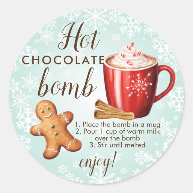Sticker Rond Baguette de la bombe au chocolat chaud (Devant)