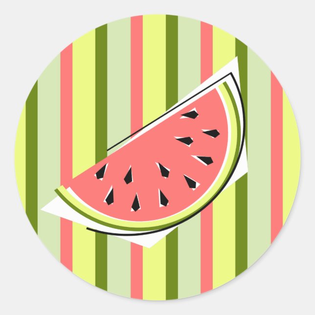 Sticker Rond Baguette de la tranche de pastèque ronde (Devant)