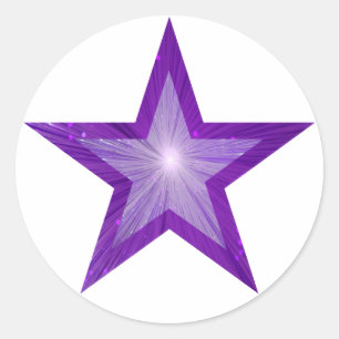 Sticker Rond Baguette de l'étoile violette blanche ronde