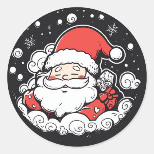 Sticker Rond Baguette de Noël du Père Noël